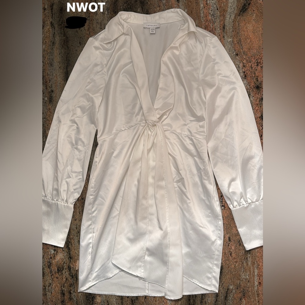 Topshop White Long Sleeve Dress - Picture 2 of 2